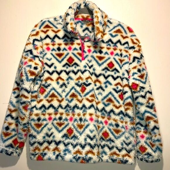 Women's Patterned Fleece Sweater - Multicolor - Picture 3 of 10